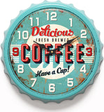 Menterry Bottle Cap Design Iron Retro Wall Clock, 13 inch Vintage Style