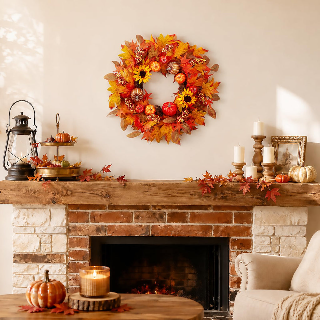 Fall Decorations, Fall Autumn Thanksgiving Wreaths for Front Door