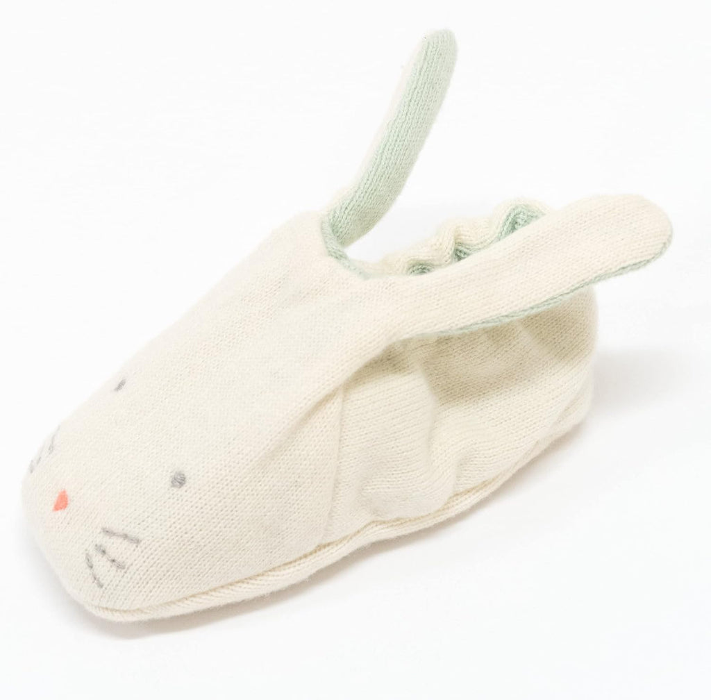 Baby Bunny Booties - Mint Knitted Organic Cotton Infant Shoes (Pack of 1)