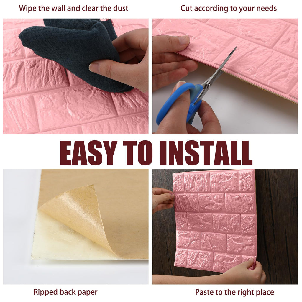 60 Pcs 58 Sq ft 3D Wall Panels Peel and Stick, Pink