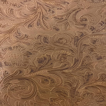 Peanut Brown Western Floral PU Faux Leather Vinyl Fabric - Sold By The Yard - 56"