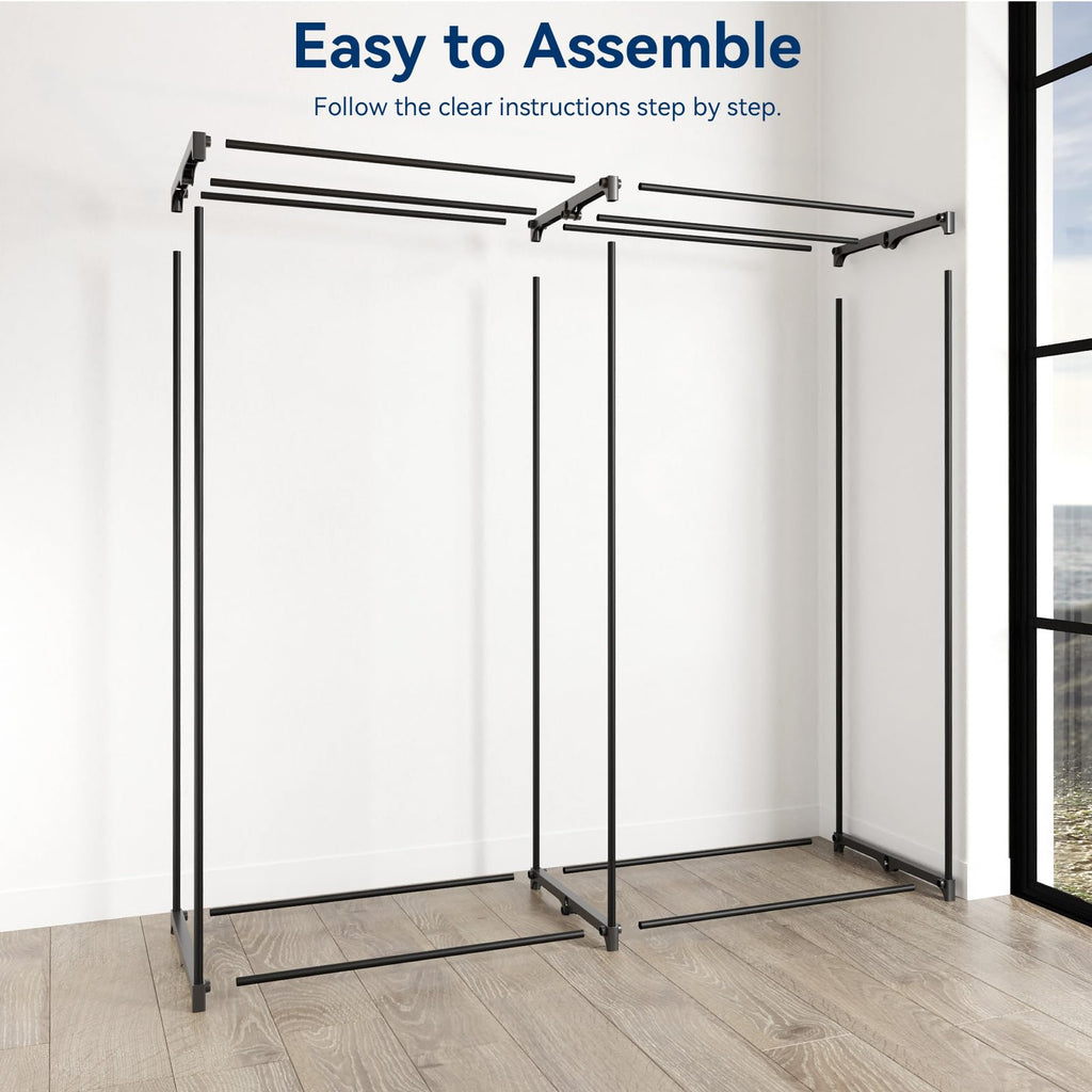 Extra-Wide 60" Portable Clothes Closets with Cover, White Duluxe