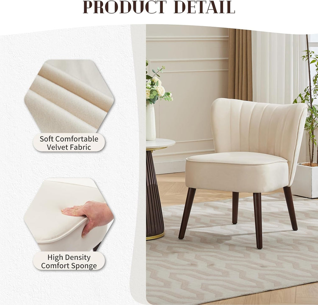 Modern Living Room Chair Set of 2, Mid-Century Accent Chair, Soft Velvet Upholstered Chair with Adjustable Feet