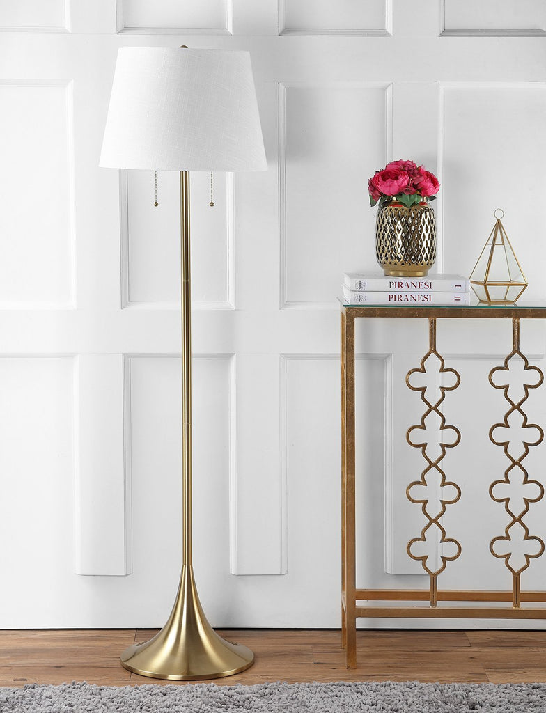 Amelia LED Floor Lamp 63" Modern Metal, Brass Gold