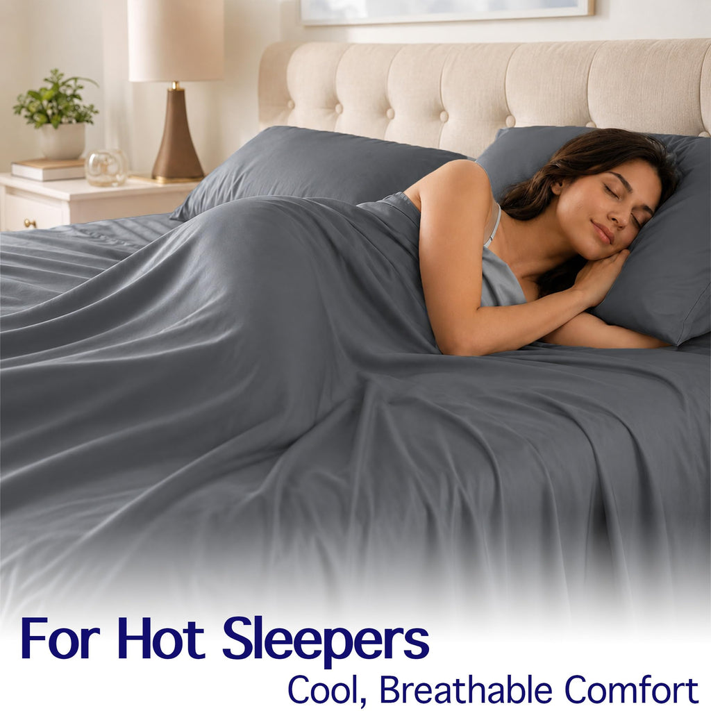 100% Viscose from Bamboo Sheets, Deep Gray 4-Piece
