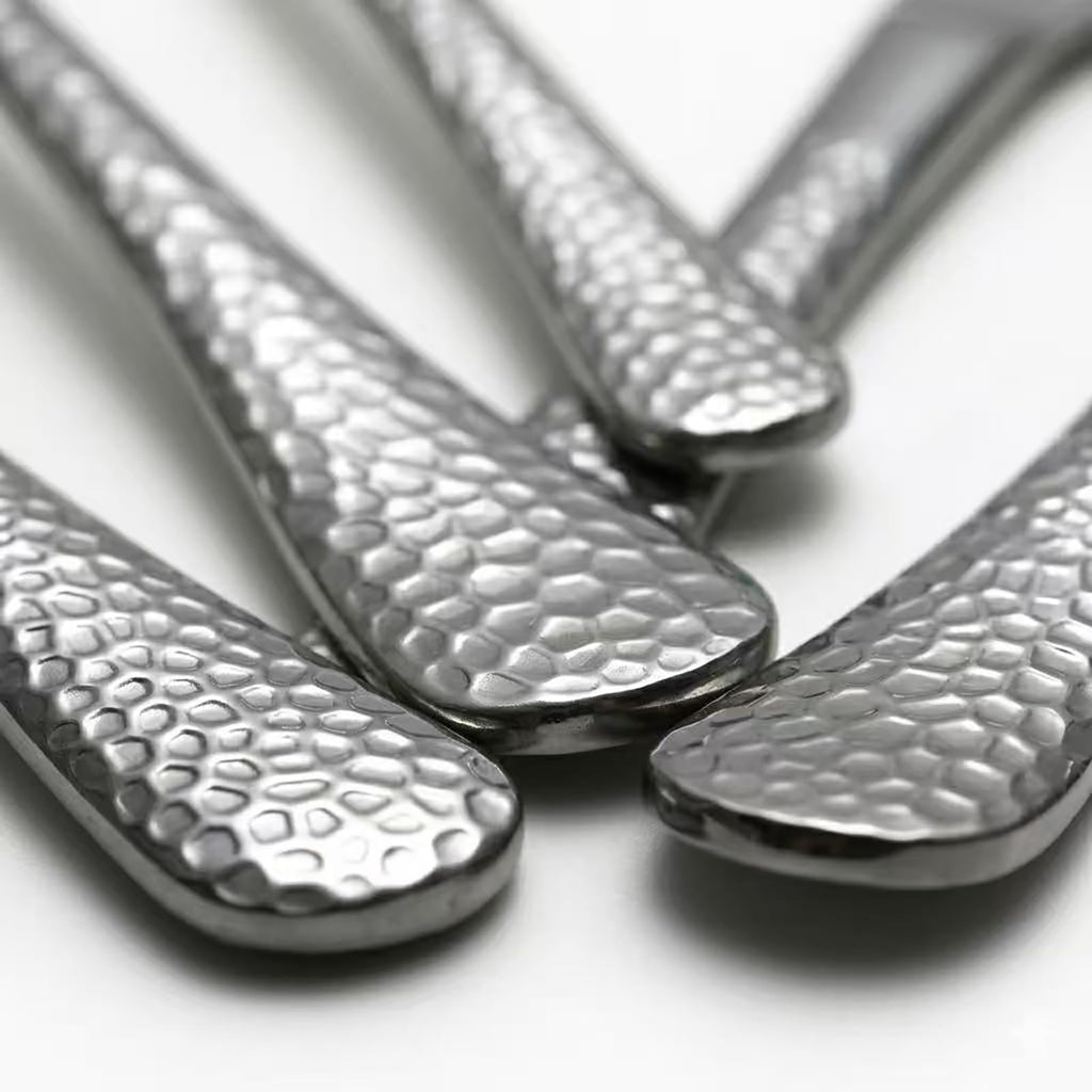 Premium 20 Piece Hammered Silverware Set with Smooth Edge, 18/10 Stainless Steel, Service for 4, Fine Flatware Set