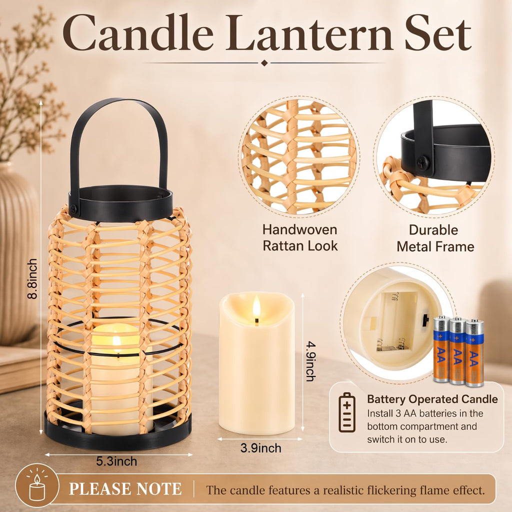 6 Pcs Farmhouse Lantern Decor Set Candle Lanterns Rustic Bobo
