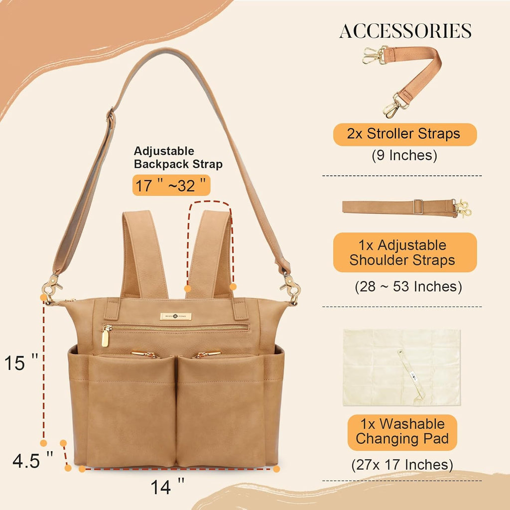 Leather Diaper Bag Backpack Baby Leather Diaper Bag Tote