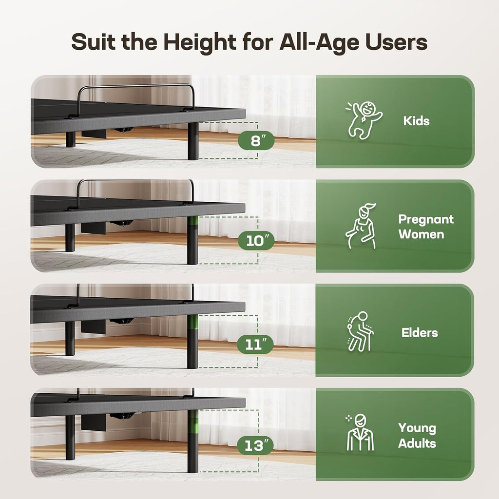 Split King Adjustable Bed Frame, Electric Bed App Control & Massage