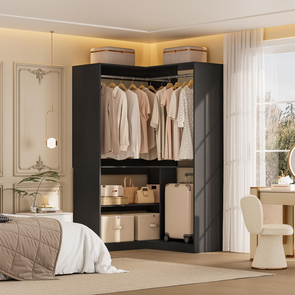 W5 Corner Closet System with Chrome-Plated Hanging Rods & Shelves
