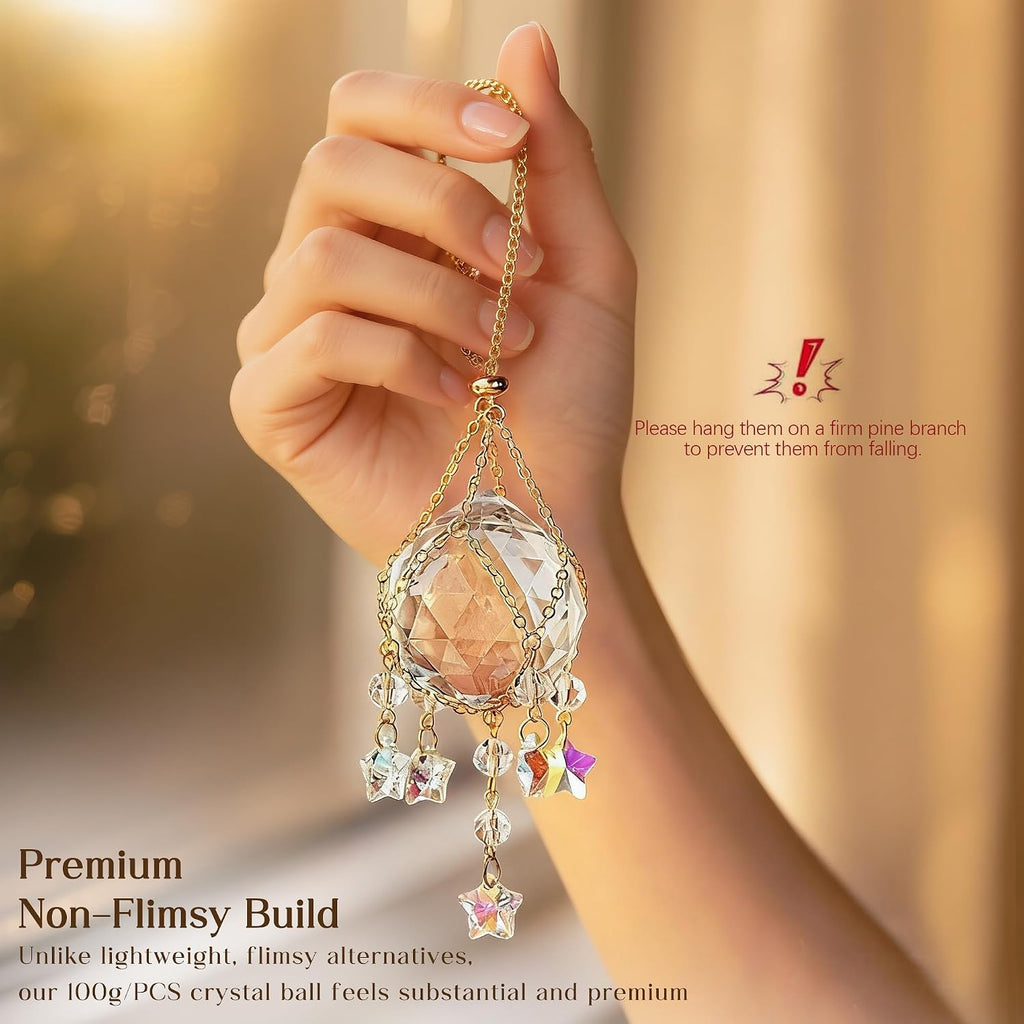 2Pcs Hanging Crystal Ball Suncatchers 40mm with Crystals Star Charm Rainbow - Crystal Ball Prisms Decor Sun Catchers