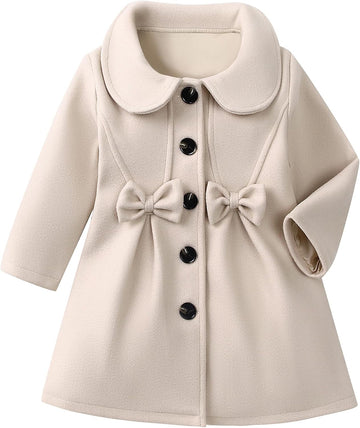 Toddler Baby Girls Dress Coat Kids Wool Blend Long Sleeve Buttons Jacket Fall Winter Outerwear Clothes