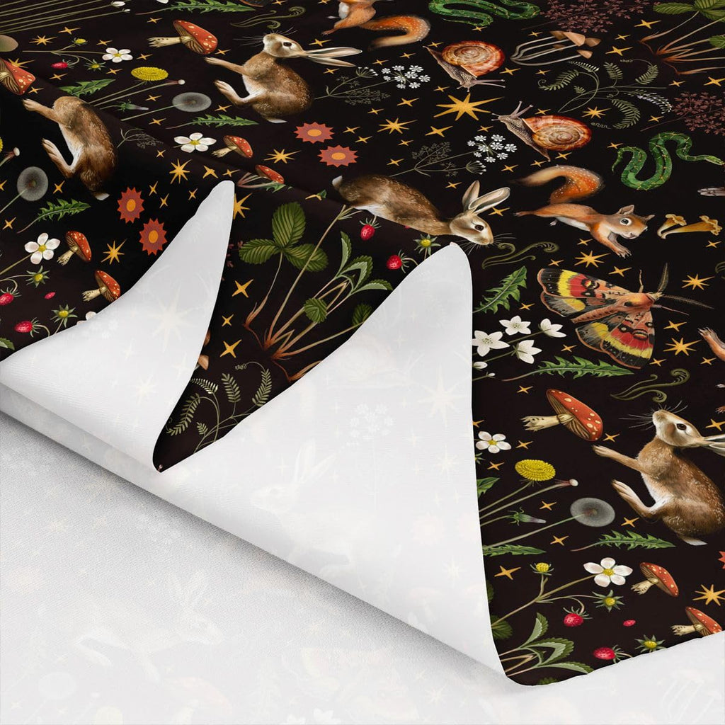 Cute Rabbit Owl Upholstery Fabric by The Yard, Trippy Moth Snake Wild