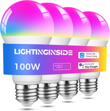 Smart Light Bulbs 100W Equiv., 1350LM 11W Smart Bulb Works with Alexa/Google Home/SmartLife, A19 E26 RGBCW Color