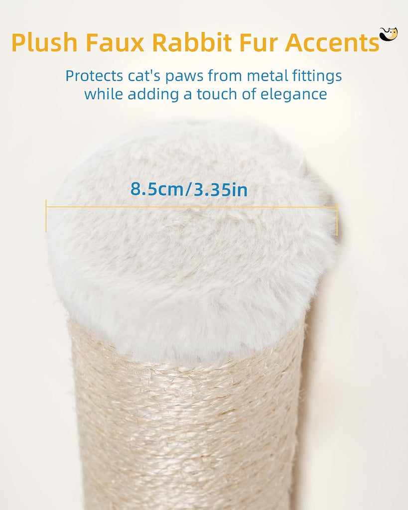 34" Cat Scratching Post, Sisal Wall Mounted Cat Scratcher for Cats