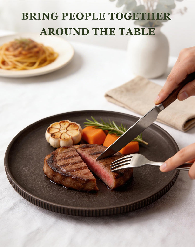16-Piece Dinnerware Set for 4 with Mugs, Ribbed Stoneware Plates and Bowls Sets, Unique Handcrafted Reactive Glaze