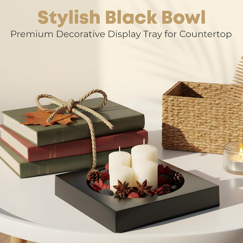 Black Acrylic Catchall Tray - Decorative Jewelry Dish & Vanity Organizer for Keys, Rings, Earrings | Modern
