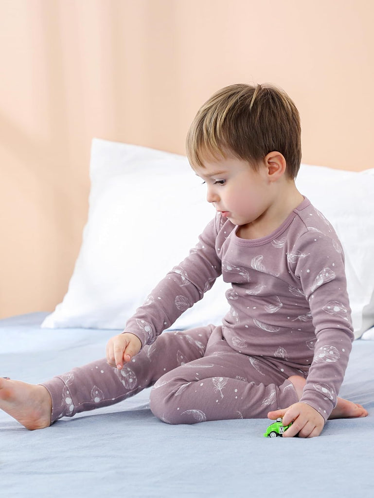 Toddler Pajama Set 12M-, Organic Cotton Piece Long Sleeve PJs