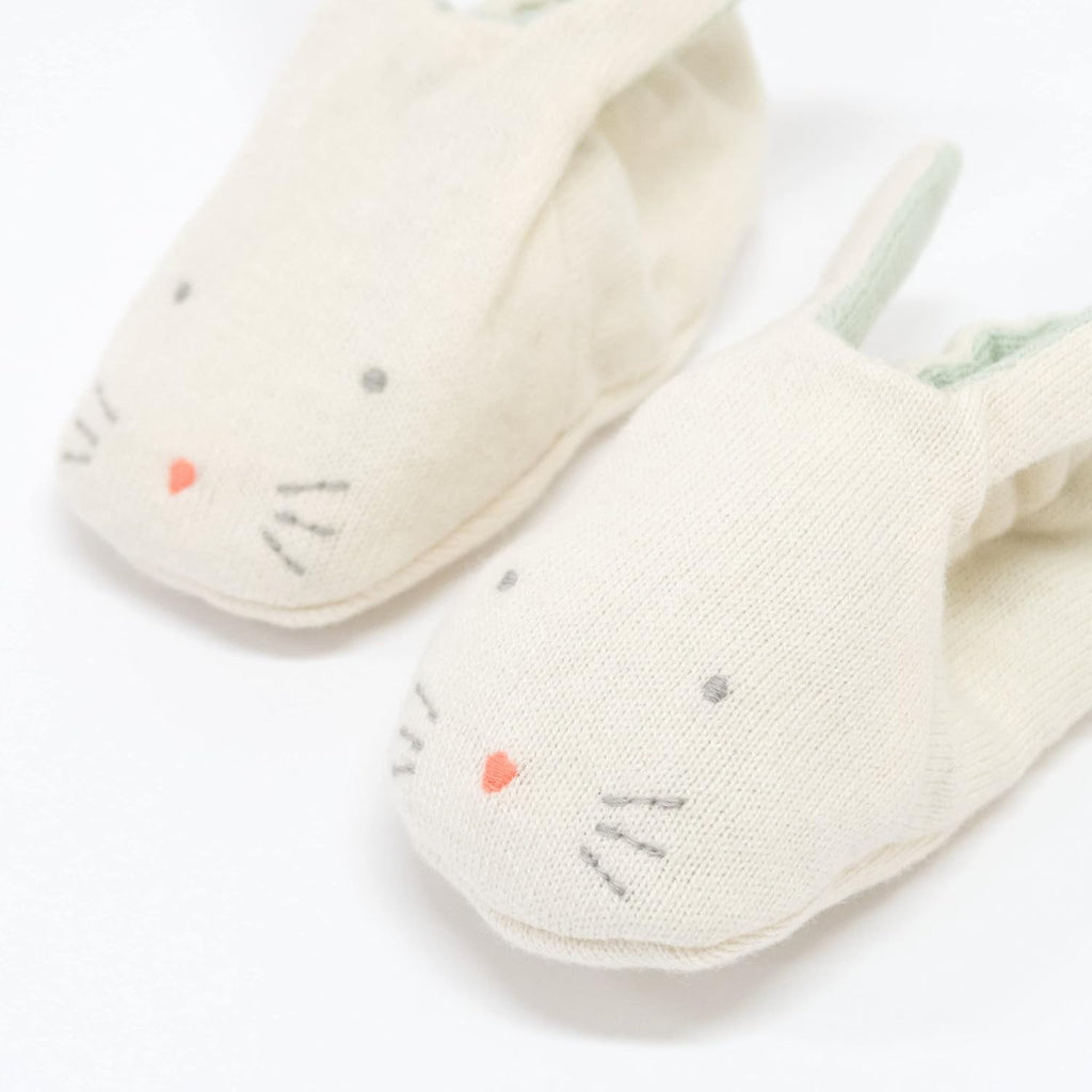 Baby Bunny Booties - Mint Knitted Organic Cotton Infant Shoes (Pack of 1)