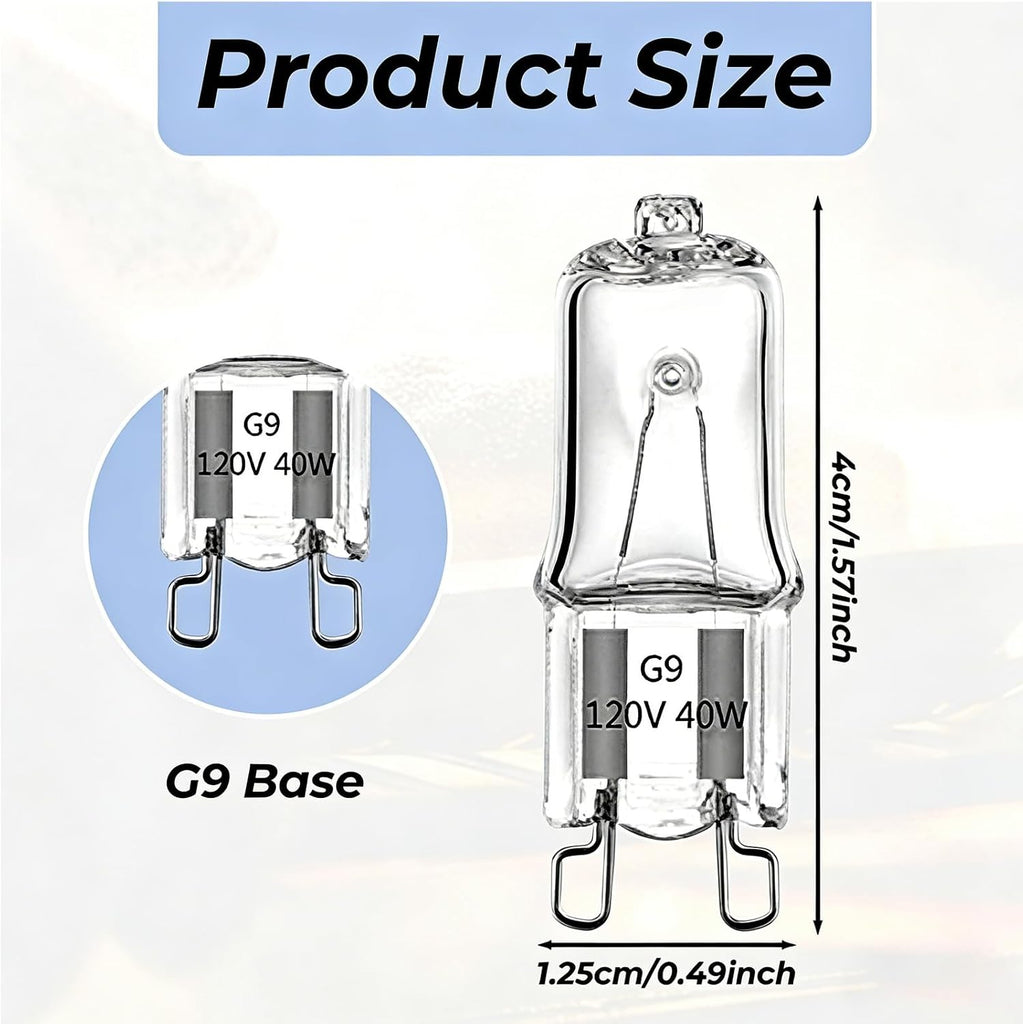 4 Pcs WB25T10102 Lamp Halogen Bulb G9 40W 120V, High Temperature Resistant Oven Light Bulb Replacement for Microwave