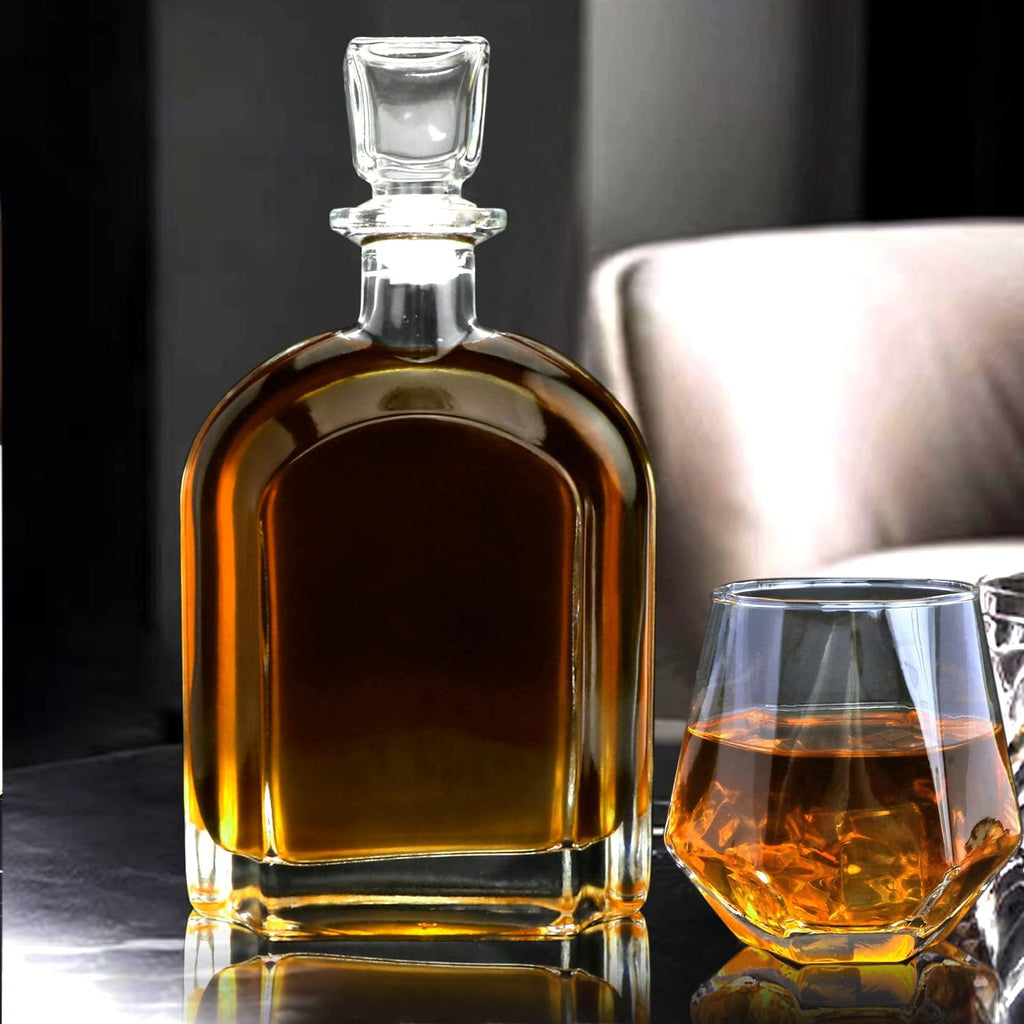 24oz Whiskey Glass Bottle,Decanter Set with Glasses,Delicate Decanter Set for Tequila, Brandy, Scotch & Vodka, Gifts - Set of 5