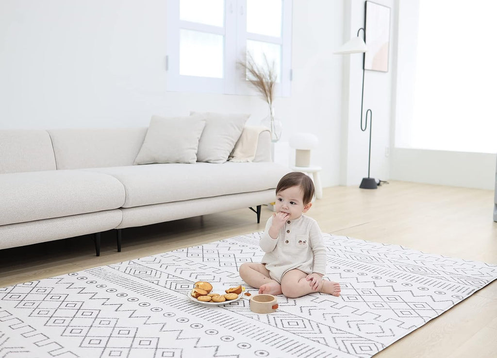 Play Mat (Medium, Nordic Trails - Tribal) 73'' x 49'' Original One-Piece Reversible Rollable Waterproof Firm PVC Play