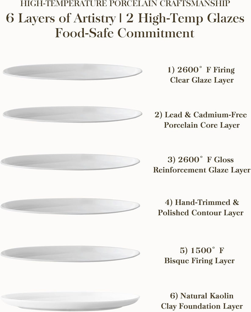 24 Pieces Gourmet Porcelain Dinnerware Sets, Premium Plates and Bowls Set, High-Fired Ceramic Dishes Set for 8