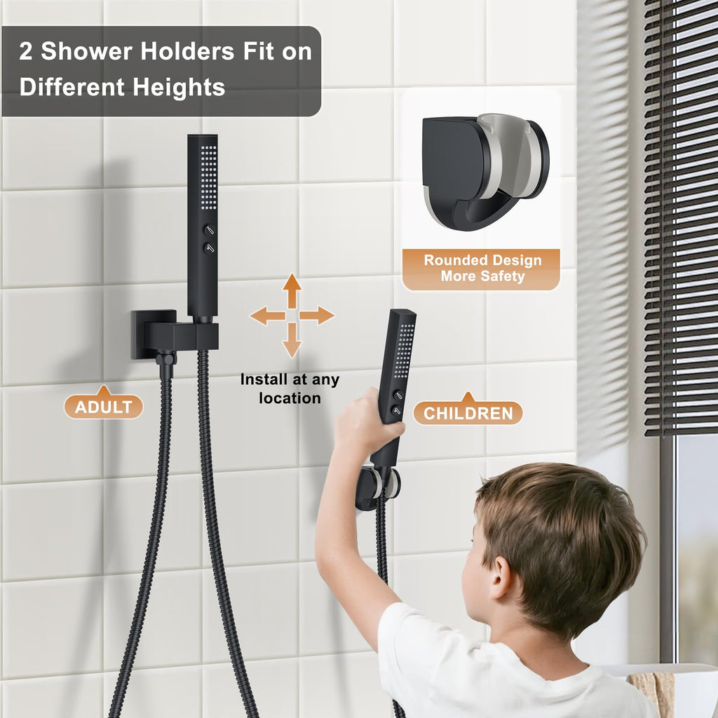Rain Shower System 12"&6" Shower Heads Ceiling Shower Faucet Set