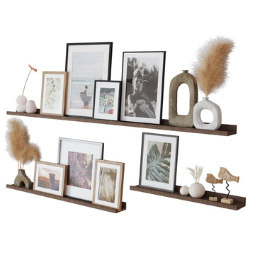 Ted Picture Ledge Shelf with Lip Varied Sizes of 60, 36, 24 Inch - Picture Ledge Decoration - Elegant Picture Shelf