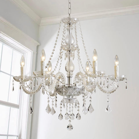 6 Light Chandelier Modern K9 Crystal Chandelier Lighting, Clear Crystal Ceiling Light Fixture Pendant Lamp for Dining Room Bathroom Bedroom Livingroom A100-B00YSMM78E