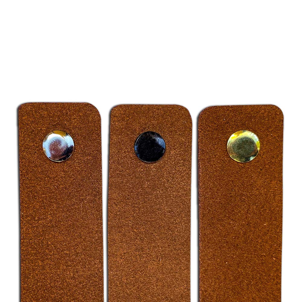 Leather Drawer Pulls - Suede - Cognac - 6 pcs - 6-1/2 x 1 '' - Leather Handle - Leather Dresser Pulls - Cabinet knobs