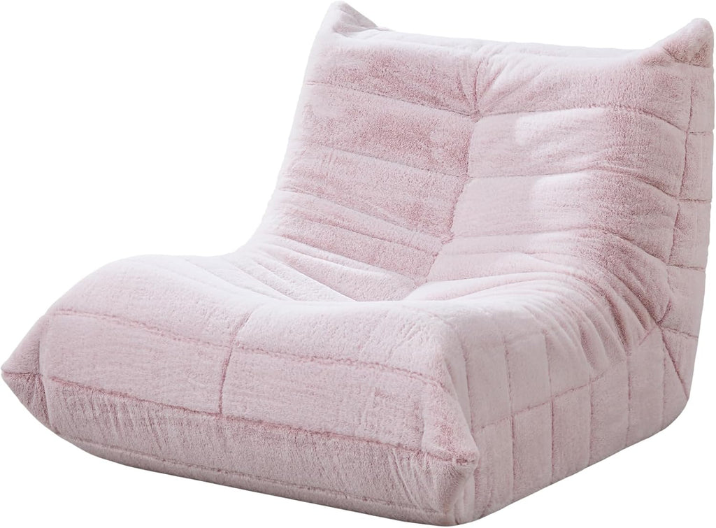 Kids Bean Bag Chair Fluffy Light Pink Large Beanbag Couch