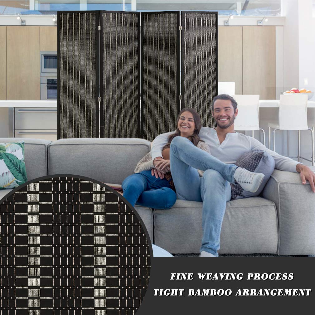 4-Panel Folding Room Divider | 6ft, Black | Light & Portable