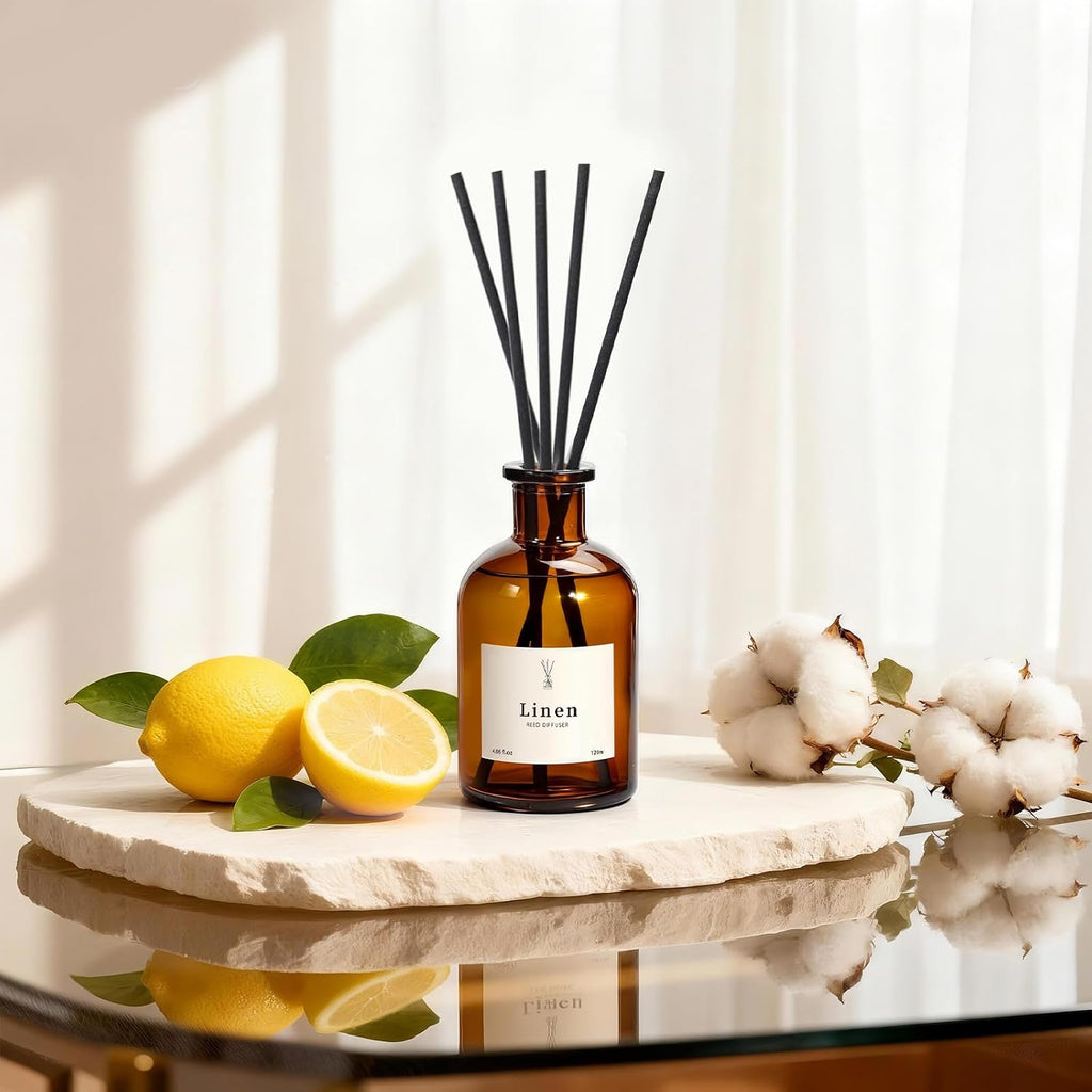 Reed Diffuser Set, 8.12 fl.oz Linen Scented Oil Diffuser, Home Fragrance Reed Diffusers Shelf Decor & Air Fresheners - Set of 2