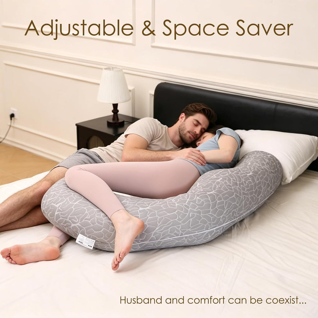 Pregnancy Pillow, F Shaped Maternity Pillow, Adjustable Pregnancy Wedge Pillow with Full Body Support for Back