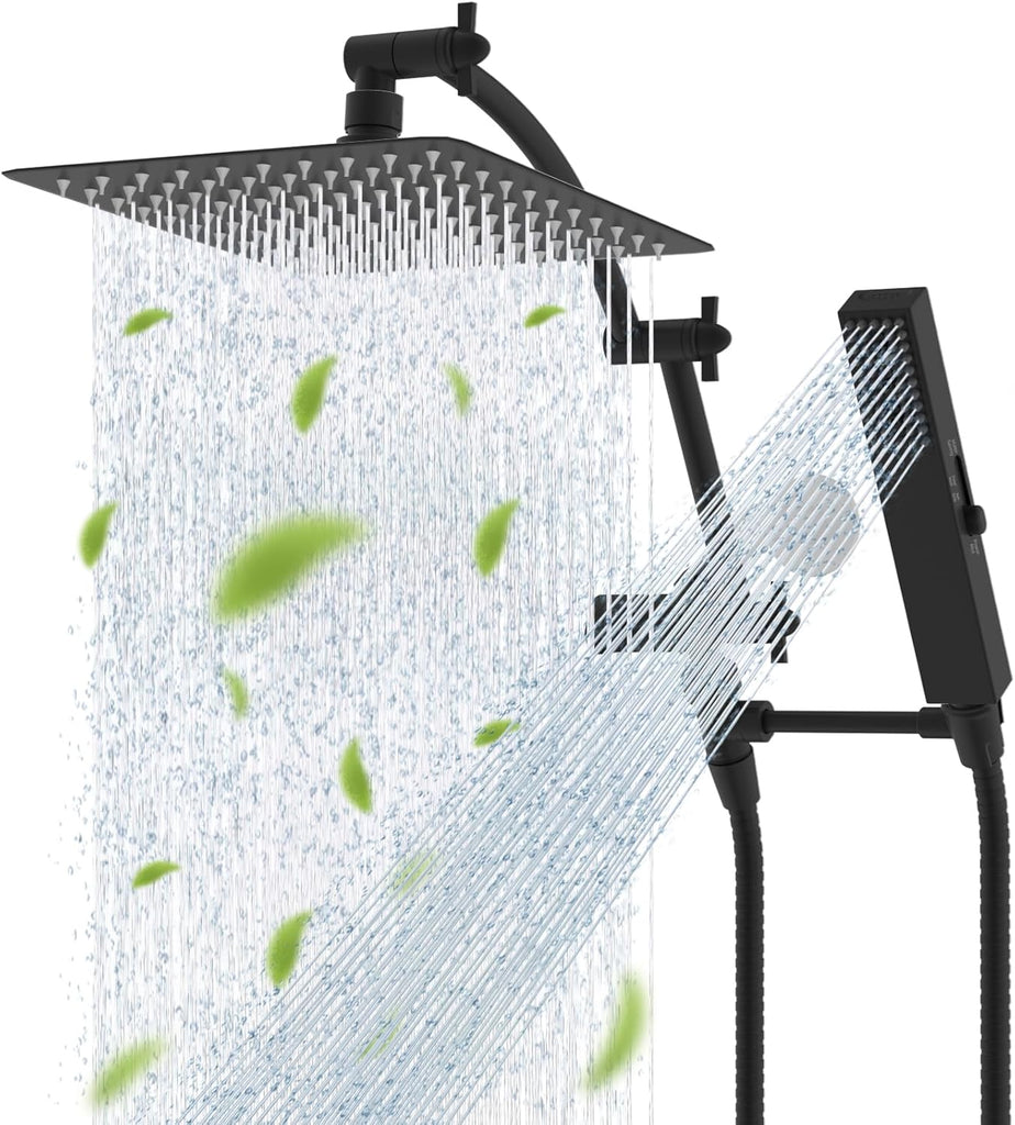 All Metal CUPC Certified 10'' Rainfall Shower Head, Dual Shower Head Combo