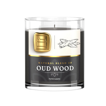 Large Oud Candle - Candle Gift for Women & Men with Lid - (280g/60hr) Long Burn Time with Oud, Rose, Bamboo &