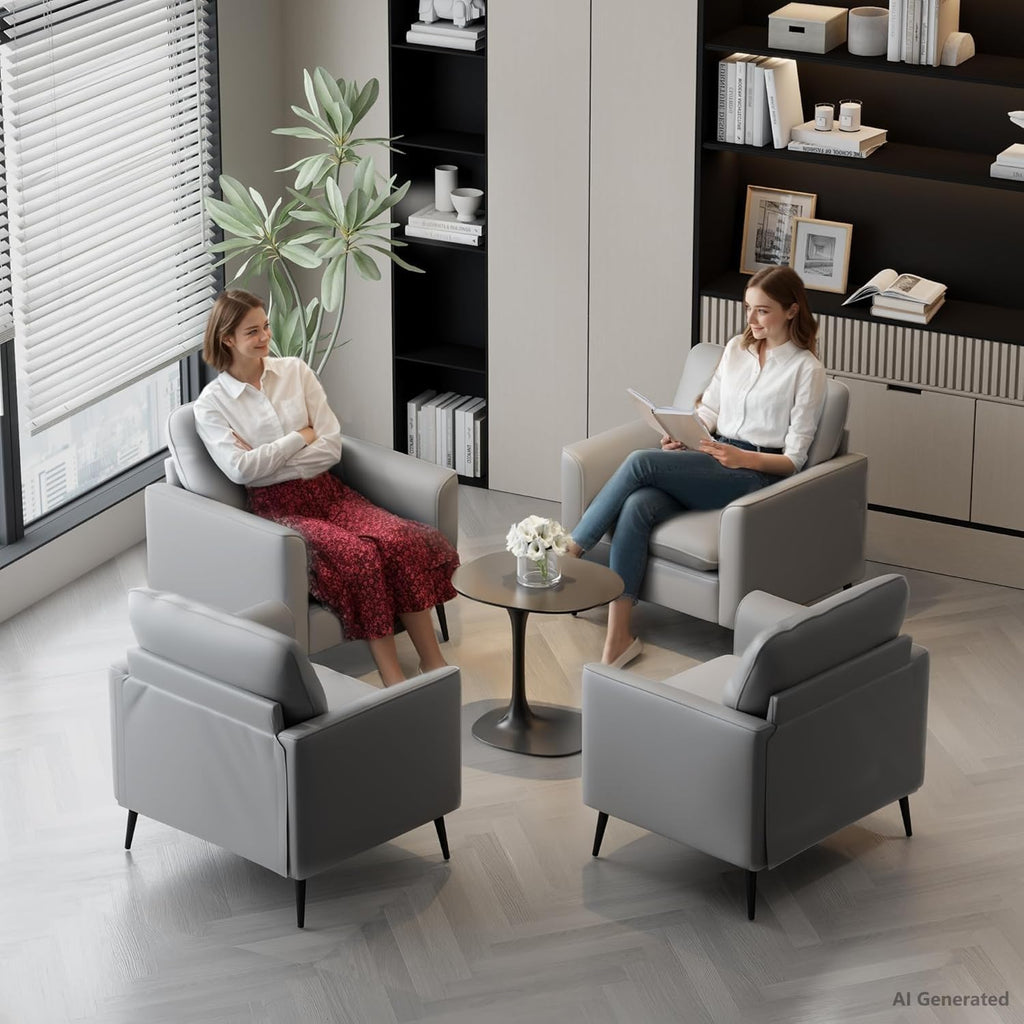 Grey Faux Leather Accent Chair - Set of 2