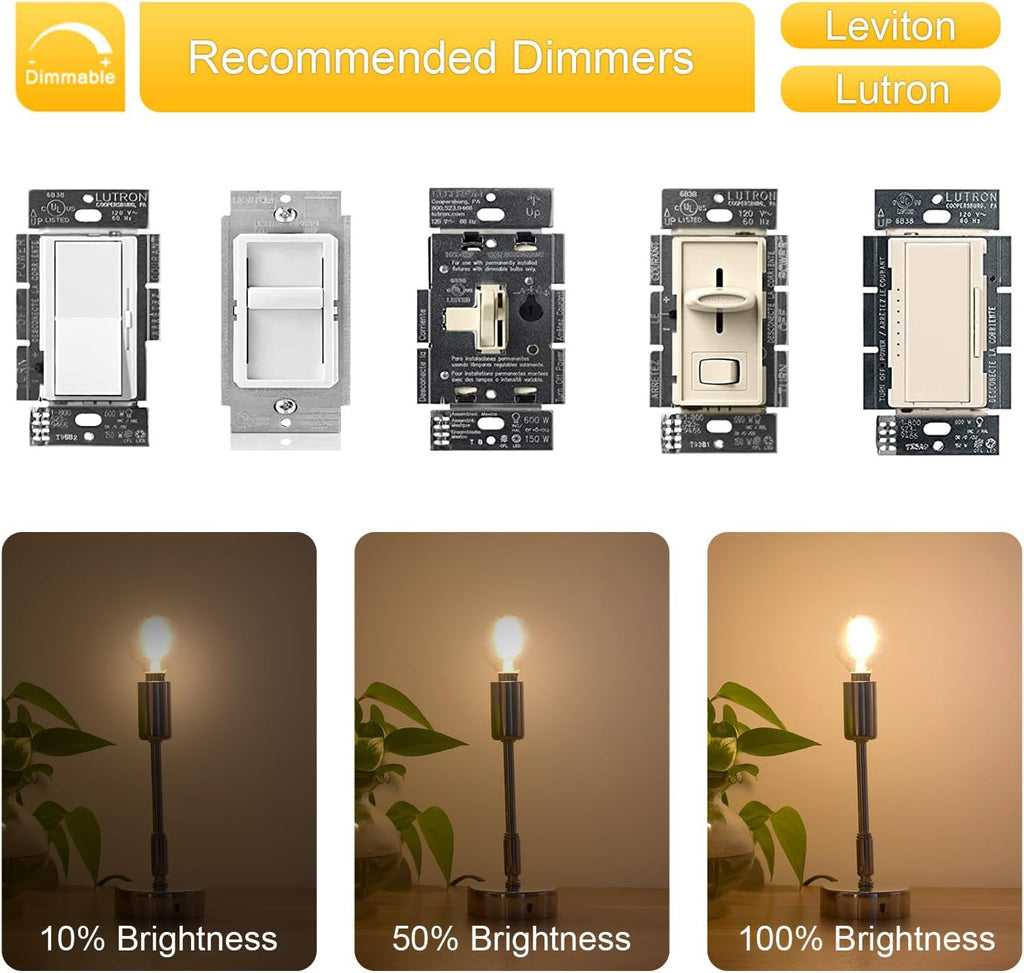 Frosted E12 LED Edison Bulbs 25W Equivalent, Small Candle Base, 2700K Soft Warm White, E12 LED Bulb Dimmable
