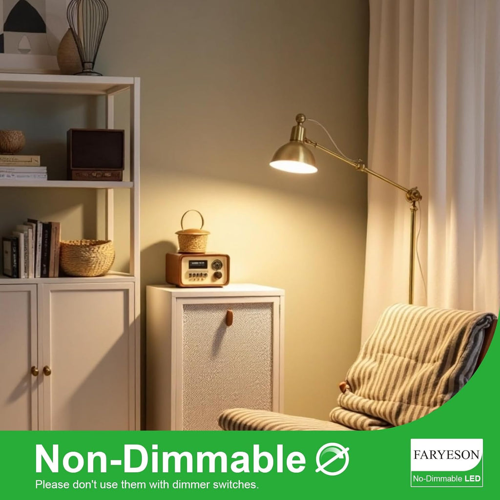 A19 E26 LED Light Bulbs, Energy-Efficient 9.5W, 1490 Lumens, 100 Watt Equivalent, 5000K Daylight White, 30,000 Hour