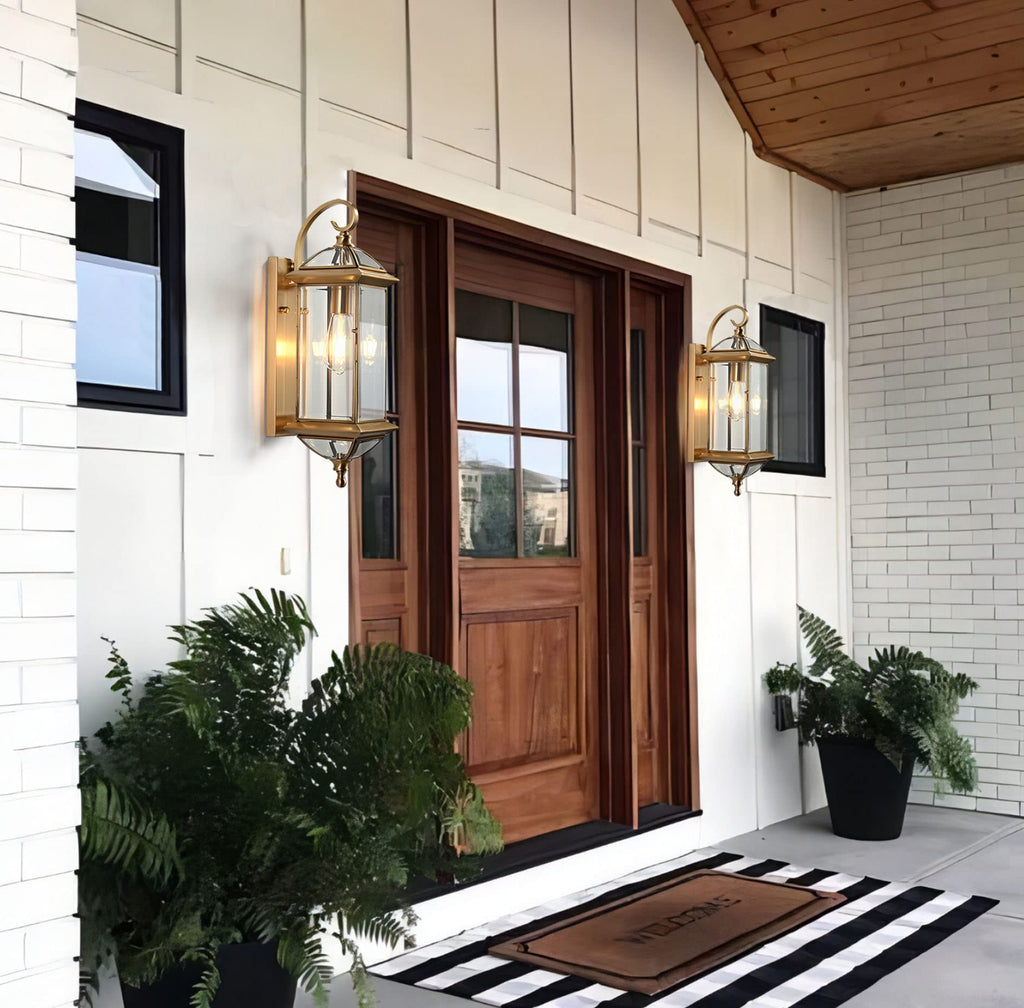 Copper Exterior Wall Light 20" H Outdoor Light Fixture Waterproof Wall Sconce Oil Rubbed Brass Porch Light with Clear