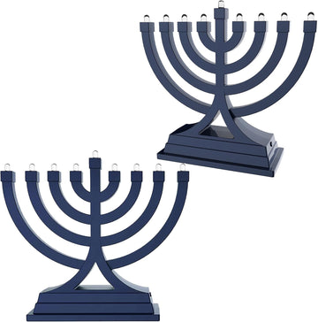 Zion Judaica Multi-Pack Mini LED Hanukkah Battery or USB Operated Hanukkiah Multiple Lights Settings Menoirah Lights - Set of 2