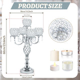 5-Arm Crystal Candelabra Centerpiece 23.2" Tall - Elegant Candle Holder Stand with Crystal Bowl, Chic Table Decor for