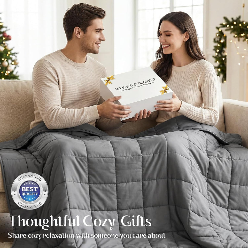 Weighted Blanket 10lbs (48"x72",Grey) Twin Size Soft Cooling Heavy Blanket for Sleeping, Breathable All Season