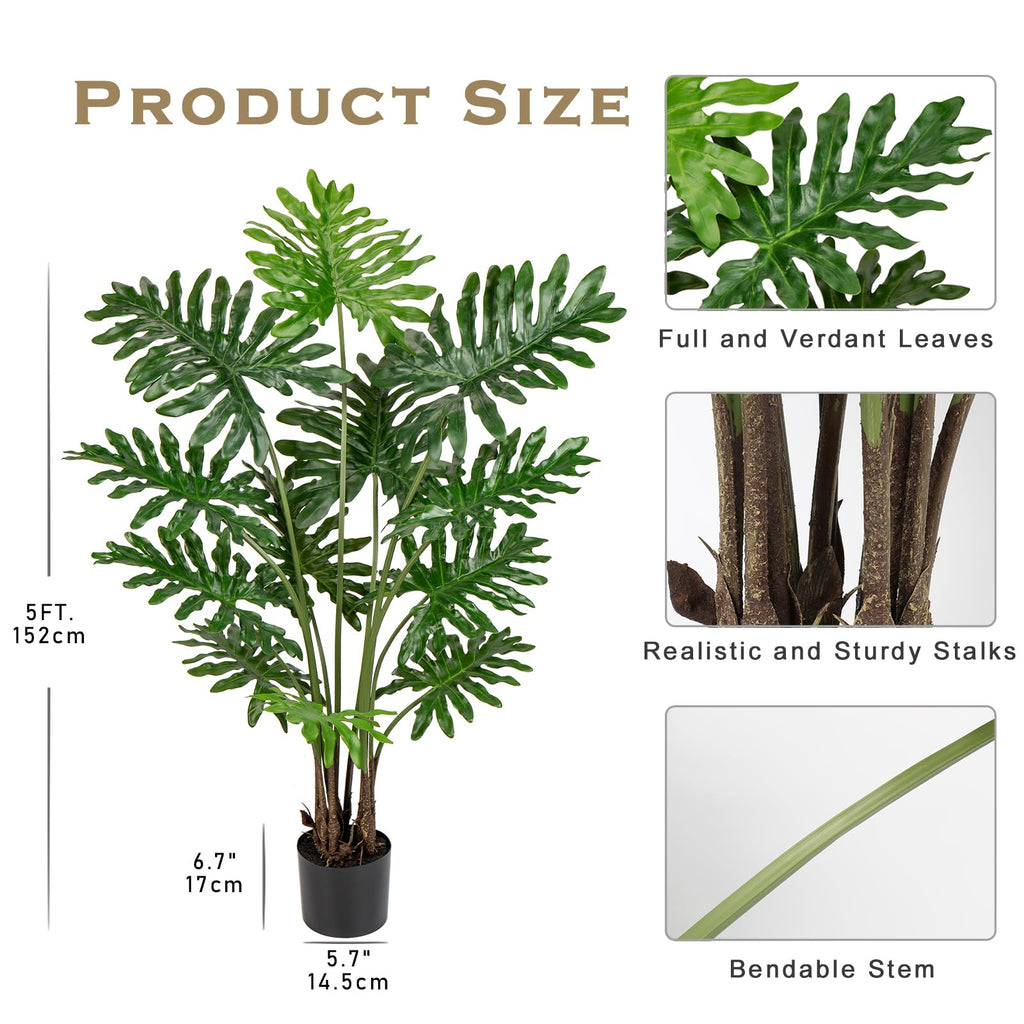 Artificial Tree Philodendron Plant 5FT Tall Faux Monstera Trees