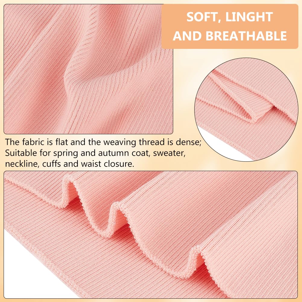 39x6.7 Inch Knitted Rib Fabric, Pink Rib Cuff Fabric, Polyester Ribbing Fabric for Waistband Neckband Cuffs Jacket
