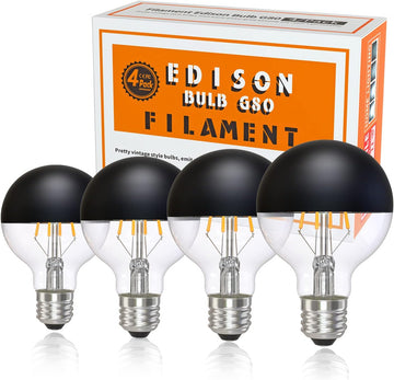 Half Chrome Light Bulb,6W Dimmable Half Black Glass,G25 Warm E26