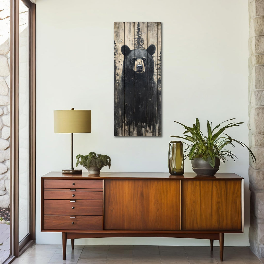 Black Bear Wall Art Canvas Prints Wild Animal Painting Picture Rustic Farmhouse Wall Decor for Cabin Mens Bedromm