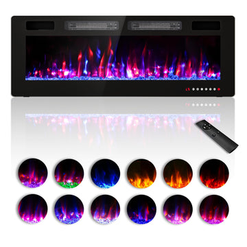 50 inch Ultra Thin Electric Fireplace-Wall Fireplace -Fireplace Freestanding/Inserts/Wall Mounted with Remote