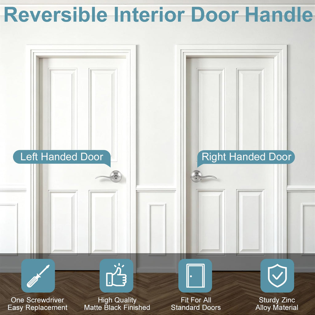 2 Pack Privacy Door Levers Interior Door Handles, Brushed Nickel Keyless Interior Door Knobs Locks , Heavy Duty Door
